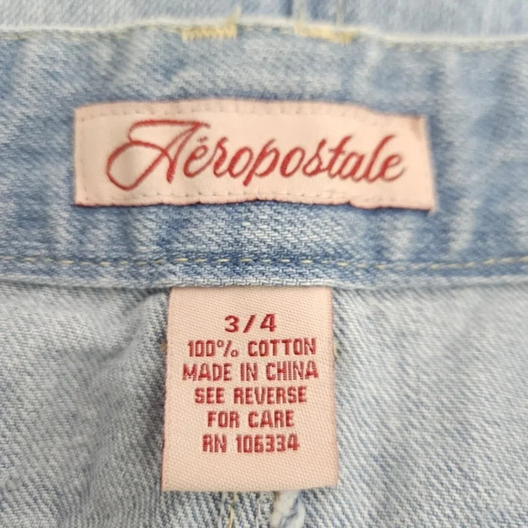 Hand Embroidered Aeropostale Mini Denim Skirt Light Wash Distressed Floral - Picture 9 of 10